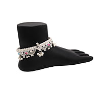 Sterling silver chain type/Enamel Design anklet for women