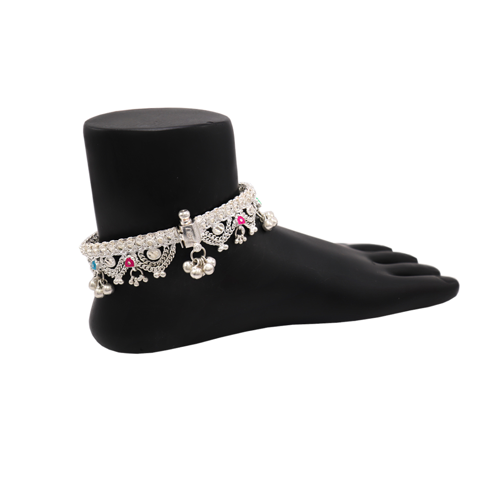 Sterling silver chain type/Enamel Design anklet for women