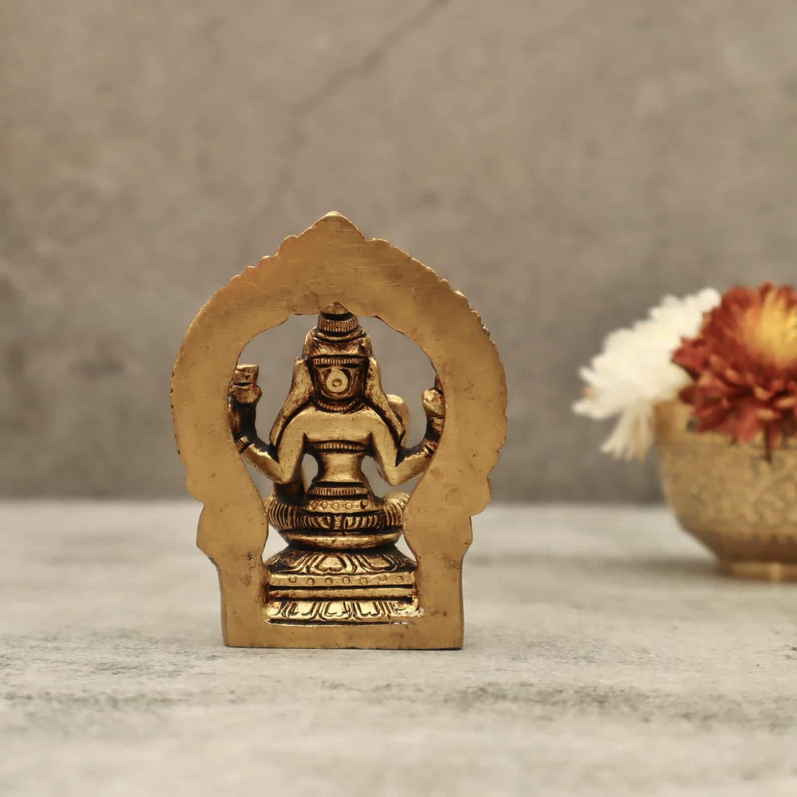 Brass Lakshmi Idol for Home Temple - 3.5 inch Height | Sacred Brass Idol of Goddess Lakshmi for Home Temple Worship