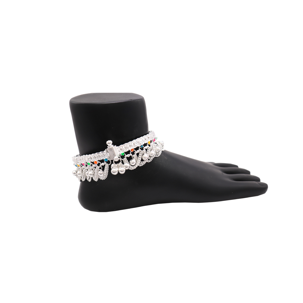 Silver Anklets for women/Enamel design Payals/Kolusu/Chain model