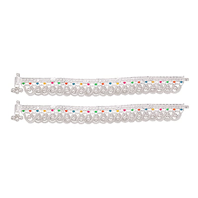 Silver Anklets for women/Enamel design Payals/Kolusu/Chain model