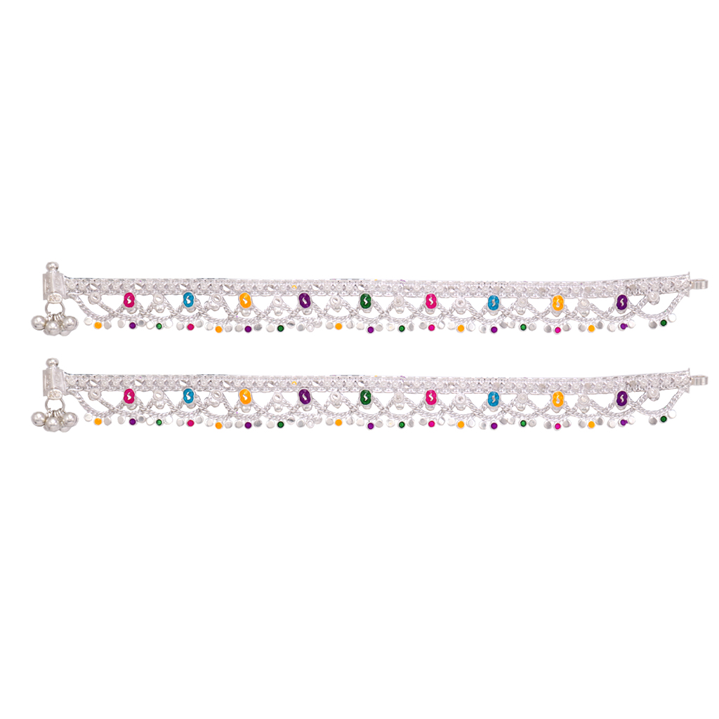 Silver Anklets for women/Enamel design