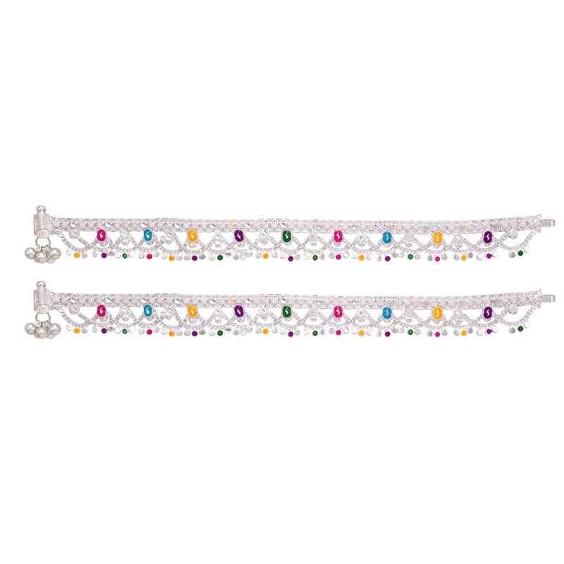 Silver Anklets for women/Enamel design