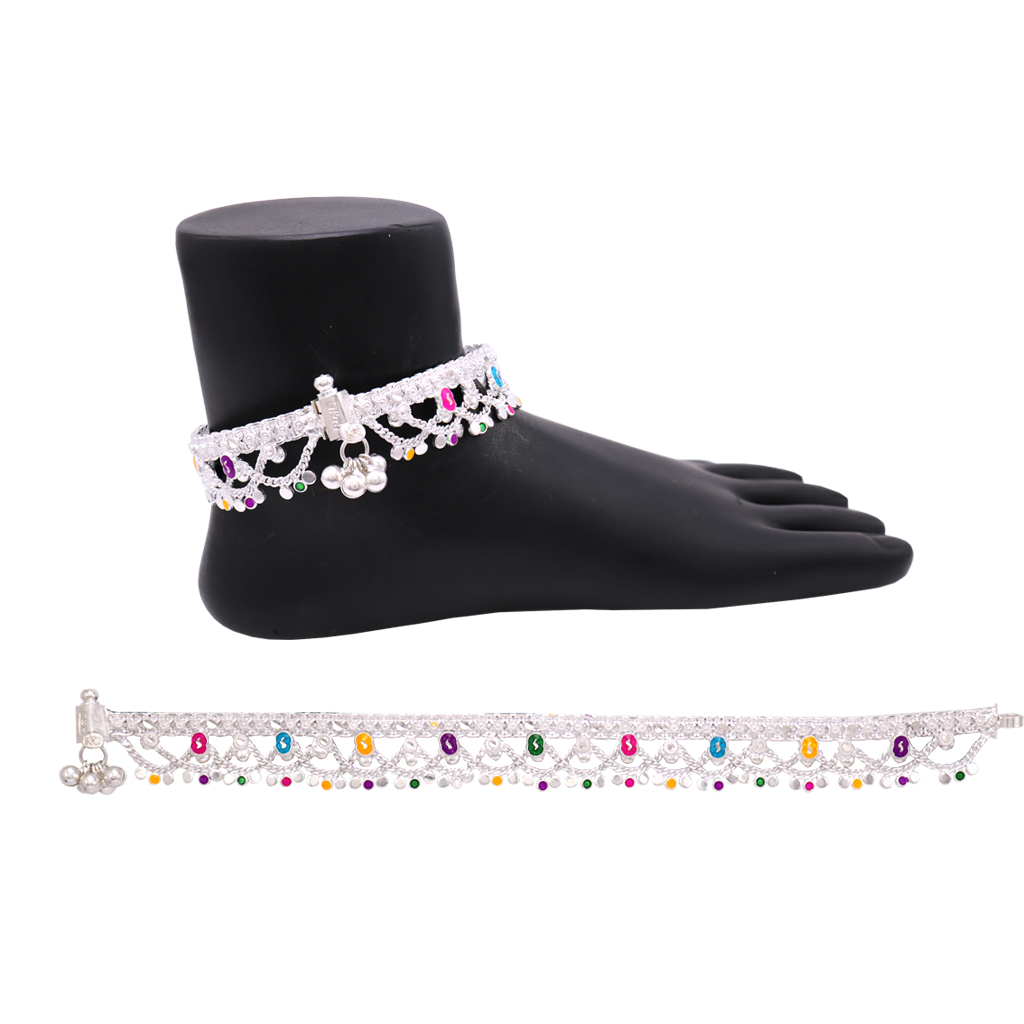 Silver Anklets for women/Enamel design