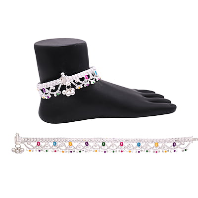 Silver Anklets for women/Enamel design