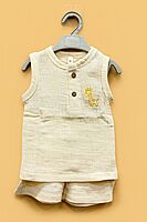 Muslin Crinkle Sleeveless Co-Ord Set - Pearl Mist