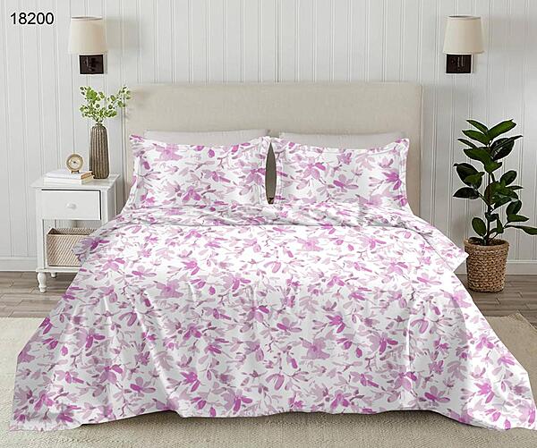 Rose Garden: The Lilac Whisper | 100% Premium Cotton King Size Bedsheet