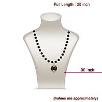 Silver Tied Wooden Beads ebony Mala (Black) with Rudraksha Pendant