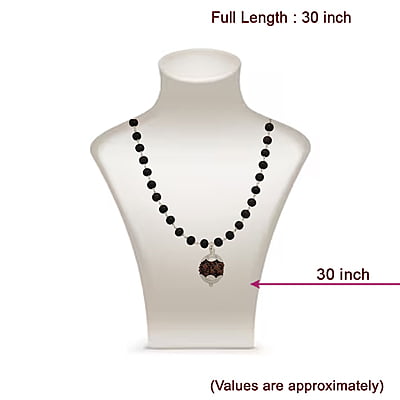 Silver Tied Wooden Beads ebony Mala (Black) with Rudraksha Pendant Silver Tied Wooden Beads ebony Mala (Black) with Rudraksha Pendant