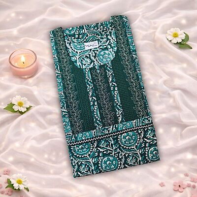 Sparkle Blue Cotton Nighty With Geometric Print All Over From Libas Loungewear - AL1172