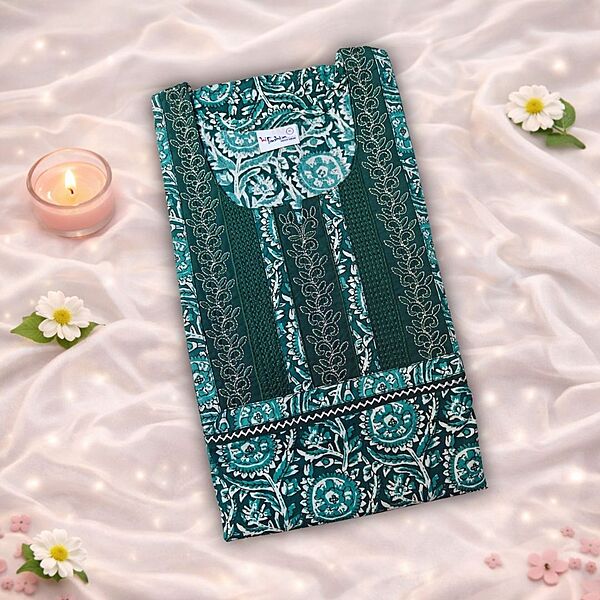 Sparkle Blue Cotton Nighty With Geometric Print All Over From Libas Loungewear - AL1172