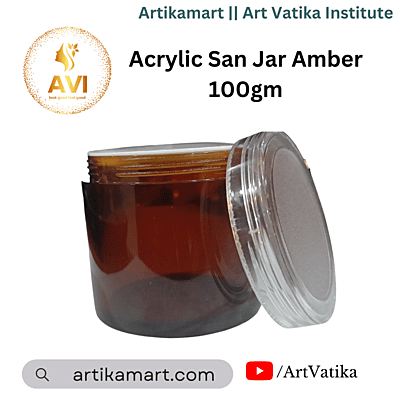 Acrylic San Jar AMBER + White Inner + TRANSPARENT Cap - 100g Acrylic San Jar AMBER + White Inner + TRANSPARENT Cap - 100g