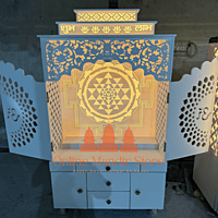 Shree Yantra Backlit Corian Mandir with Folding Doors