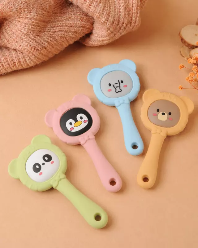 2-in-1 Musical Silicone Rattle Teether Toy
