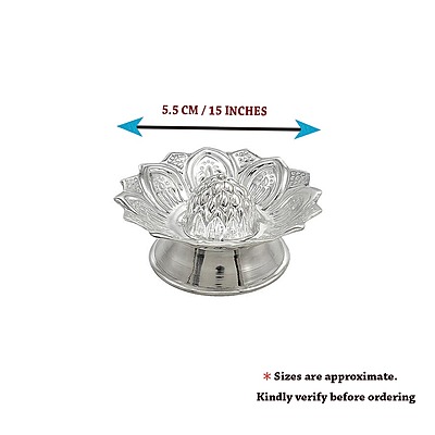 Sterling Silver Agarbatti Stand Lotus Design Incense Dhoop Sticks Holder