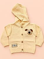 Knitted Hooded Cardigan- Butter Cream | Full Sleeves