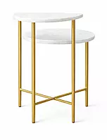 Metallica Sofa End Table in White Marble Top