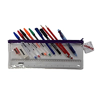 Stationery Filled Purple Zip 13x5"" Pencil Case