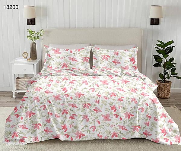 Rose Garden: The Blush Meadow | 100% Premium Cotton King Size Bedsheet