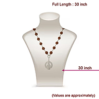 925 Silver Ayyappan Pendant & Rudraksha Mala - 8mm,54beads,30 Inches