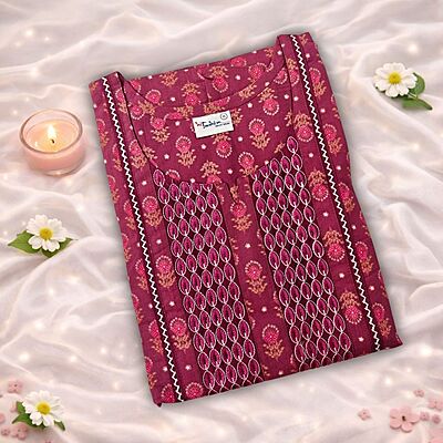 Pinky Cotton Nighty With Geometric Print All Over From Libas Loungewear - AL1173