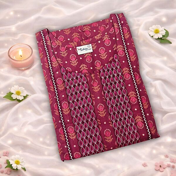 Pinky Cotton Nighty With Geometric Print All Over From Libas Loungewear - AL1173