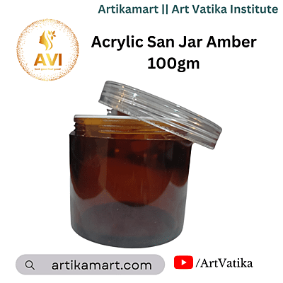 Acrylic San Jar AMBER + White Inner + TRANSPARENT Cap - 100g Acrylic San Jar AMBER + White Inner + TRANSPARENT Cap - 100g