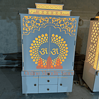 Shree Yantra Backlit Corian Mandir with Folding Doors