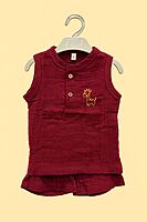 Muslin Crinkle Sleeveless Co-Ord Set - Cozy Cranberry