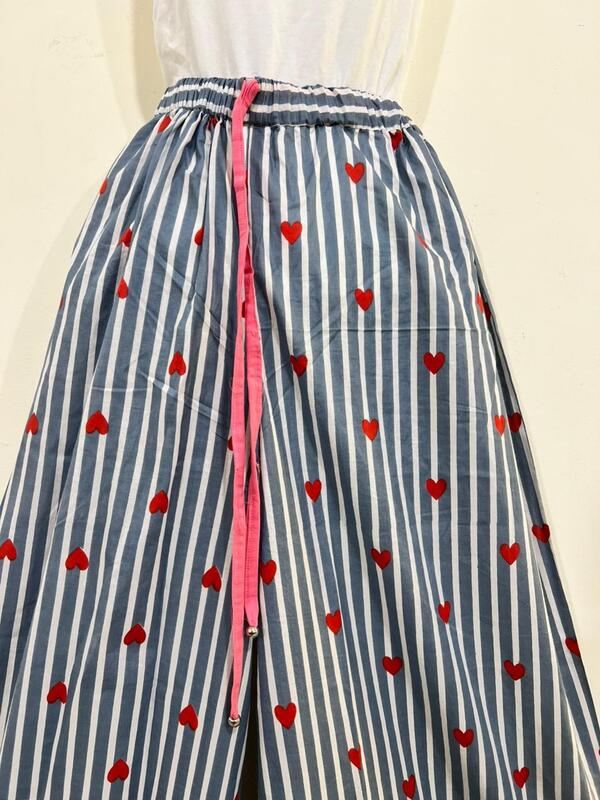 Anya's Flared Lounge pants - White & Grey with Hearts