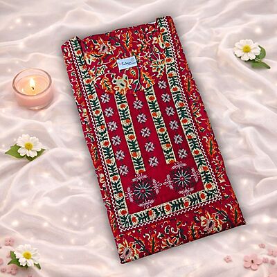 Vermilion Cotton Nighty With Geometric Print All Over From Libas Loungewear - AL1174