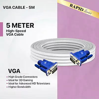 Zebion Rapid VGA Monitor Display Cable 5M
