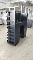 LED DJ table cabinet 1280 mm wide in GI, 2240 x 1280 mm video front, front service – Lumina