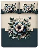 Cream 7D Digital Print Bedsheet Soft, Stylish & Premium Quality Bed Sheet King-225 x 250 CM)