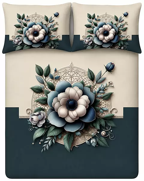 Cream 7D Digital Print Bedsheet Soft, Stylish & Premium Quality Bed Sheet King-225 x 250 CM)