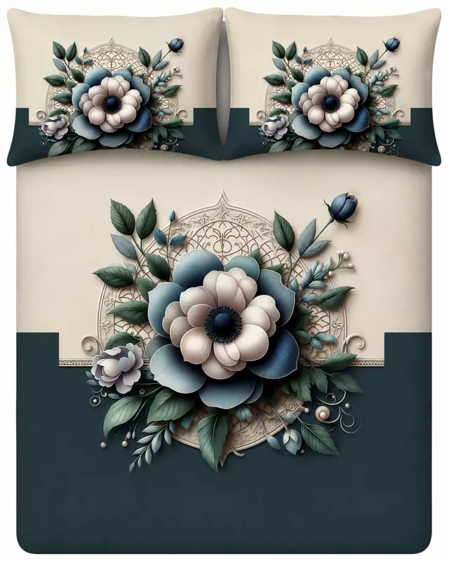 Cream 7D Digital Print Bedsheet Soft, Stylish & Premium Quality Bed Sheet King-225 x 250 CM)