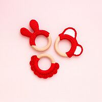 Red Wonder Combo- Set of 3 Crochet Wooden Teethers