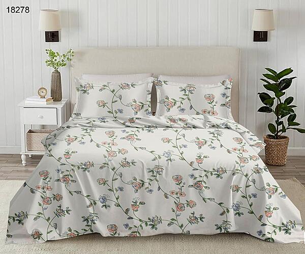 Rose Garden: The Azure Bloom 2 | 100% Premium Cotton King Size Bedsheet
