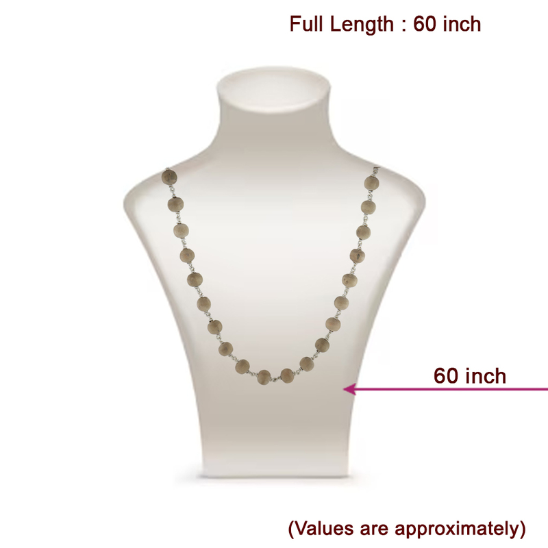 925 Silver Tied Thulasi Malai 8mm - 108 Beads, 60 Inchs
