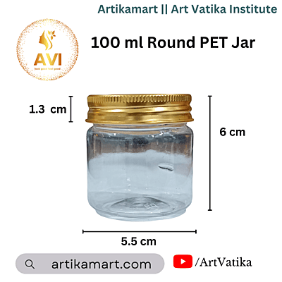100 ml Round PET Jar + Aluminium GOLD Cap 100 ml Round PET Jar + Aluminium GOLD Cap