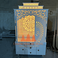 Shree Yantra Backlit Corian Mandir with Folding Doors