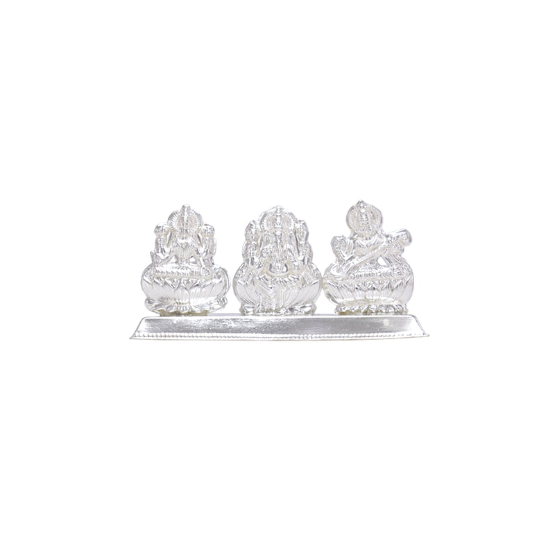 Silver Lord Saraswathi,Ganesh,Lakshmi Idol