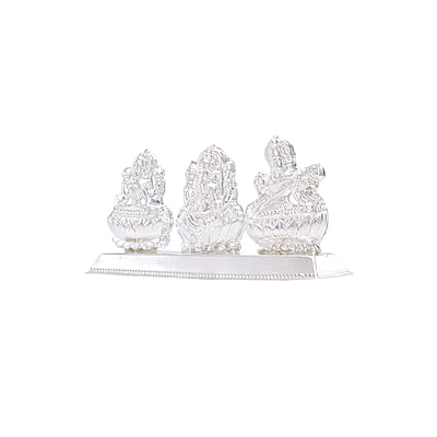 Silver Lord Saraswathi,Ganesh,Lakshmi Idol