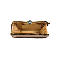 Golden Glitter Textured Clutch Bag with Chain Strap