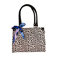 Leopard Chic Tote with Blue Scarf Accent