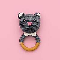 Coco the Koala Wooden Crochet Baby Rattle