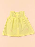 Nirai Cotton Embroidered Baby Frock - (0-6m) Yellow