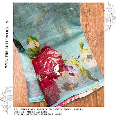 PURE LINEN SAREE  YBRSLIN23438