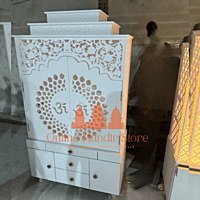 Shree Yantra Backlit Corian Mandir with Folding Doors