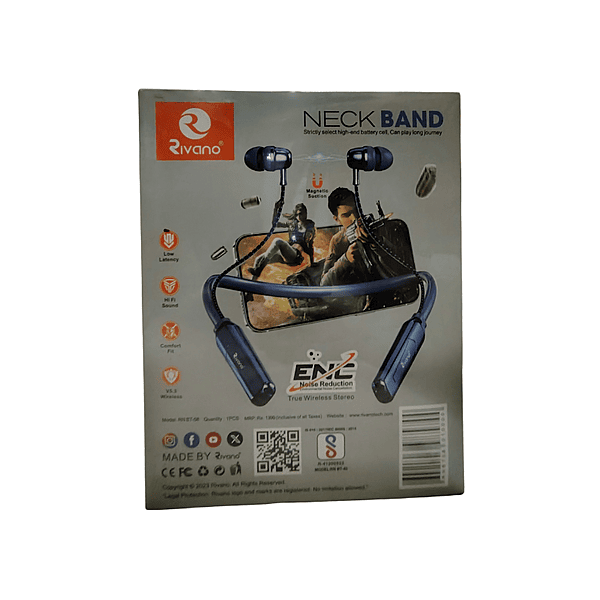 Rivano RN BT 58 Wireless Neckband – Bluetooth Audio | Music & Calls | Comfortable Fit